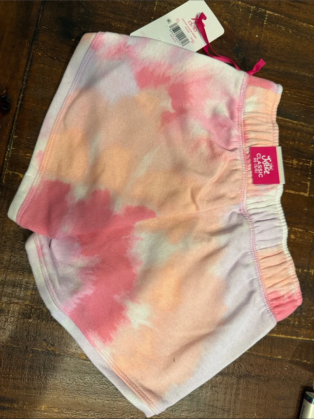 🌴 Justice Pink & Peach Tie-Dye Pull-On Shorts